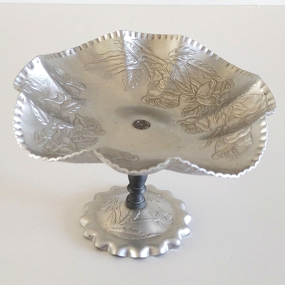 Hammered Aluminum Pedestal Compote